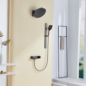 New Home Gun Grey Brushed Dark Hidden Shower Set <span class=keywords><strong>Cascada</strong></span> Pantalla digital Cabezal <span class=keywords><strong>de</strong></span> ducha montado en <span class=keywords><strong>la</strong></span> pared integrado - Product Image 2