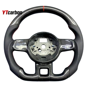 YTcarbon para <span class=keywords><strong>Beetle</strong></span> <span class=keywords><strong>Cabrio</strong></span>, piezas de automóvil, accesorios de Interior de coche, estilo de carreras, volante de fondo plano de fibra de carbono Real personalizado - Product Image 4