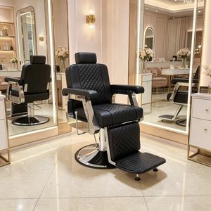 เก้าอี้ตัดผมทรงจัมโบ้ ดีไซน์ฐานโลหะสีดำไทเทเนียมสแตนเลสหรูหรา พร้อมปั๊มลมแบบกลับด้าน สำหรับร้านตัดผม - Product Image 2