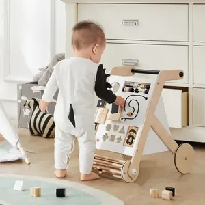 Asweets Personalizado Multifuncional Sensorial Brinquedo Geométrico De Madeira empurrar Bebê aprendendo Walker Toy Set para Crianças Jogo