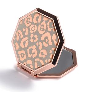 Unique Design Octagon Shape Rose Gold Epoxy Logo Customized Pocket Vanity Mirror - Product Image 1