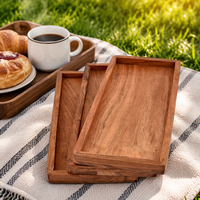 Plateau en bois d'acacia poli écologique au design contemporain pour la maison, les restaurants, les cuisines, les fêtes, les mariages, les cadeaux