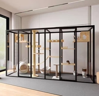 Maison pour chat de luxe super grande, multi-étages, toutes saisons, type villa, universelle pour animaux de compagnie d'intérieur, avec espace libre et motif uni