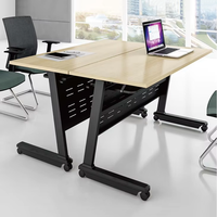 Bureau d'étude pliable moderne et économique avec cadre en métal et plateau en bois pour le bureau et l'université, garantie de 3 ans