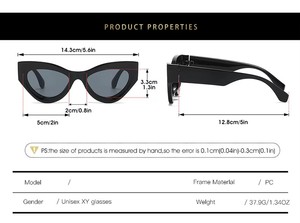 Gafas de Sol Retro Ovaladas UV400 de Moda para Unisex, Logotipo Personalizado, Gafas de Sol Vintage de Ojo de Gato Pequeño, Negras, de PC - Product Image 5