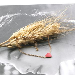 Gold Chain <b>Bracelet</b> with <b>Red</b> Heart Pendant Stainless Steel Jewelry Sets Design for Women in Wholesale - Product Image 5