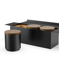 Ensemble de 3 boîtes de rangement en céramique DHPO pour la cuisine, contenants pour café, sucre, thé avec couvercles à rabat, 300 ml, écologiques