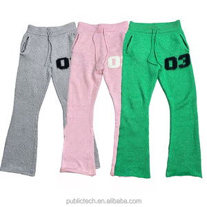 OEM Pantalon évasé en mohair de haute qualité Streetwear long à cordon de serrage unisexe Pantalon de survêtement évasé personnalisé Pantalon pull en mohair pour hommes - Product Image 4