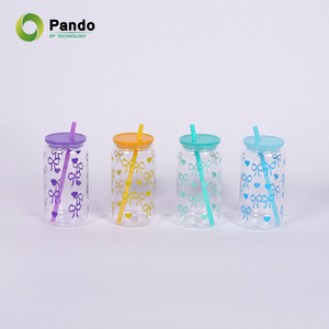 Bidon en plastique réutilisable Offre Spéciale de 16oz pour des pots de maçon d'enfants <span class=keywords><strong>tasse</strong></span> acrylique de pp avec le couvercle et la paille pour des enfants - Product Image 3
