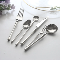 Ensemble de couverts de luxe en acier inoxydable 18/8 argenté brillant, couteau, cuillère, fourchette, baguettes, compatible lave-vaisselle