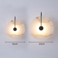 Applique murale ZeroUNO en albâtre, abat-jour rond en marbre naturel, applique murale encastrée en albâtre, applique murale LED pour chevet d'hôtel