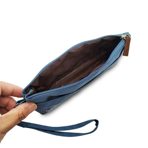 Trousse à crayons bleu foncé en tissu Oxford avec fermeture éclair, grande capacité, pour l'école et le bureau, avec poignée - Product Image 1