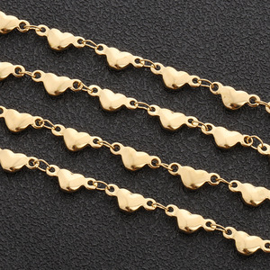 Heart Shaped <b>Titanium</b> Steel <b>Chain</b> Gold Plated For Bracelet Making 18k Finish DIY Jewelry Findings H1608 - Product Image 1