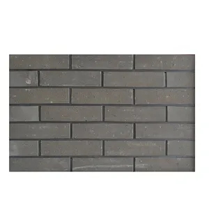 Pasokan Pabrik Cina Kiln Api Alam Tanah Liat Batu Bata Eksterior Dinding Matte Pedesaan Abu-abu 240X60Mm Bata Tipis Grosir