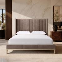 Lit de luxe sur mesure en cuir extensible avec tête de lit personnalisable et base en chêne pour hôtel de luxe