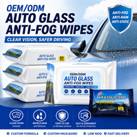 Lingettes anti-buée personnalisées OEM/ODM, en non-tissé épais pour vitres et rétroviseurs de voiture, sans traces et longue durée, fourniture sous marque privée