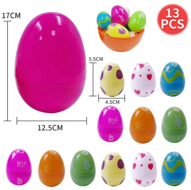 Huevo de Pascua de 2,5 pulgadas, hueca, juguete de plástico impreso, oferta directa de fábrica