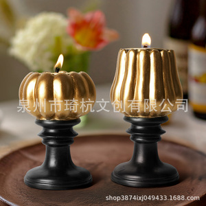 <b>Candlestick</b> Holder Resin Pumpkin Shape <b>Black</b> Base Home Decoration Durable - Product Image 4