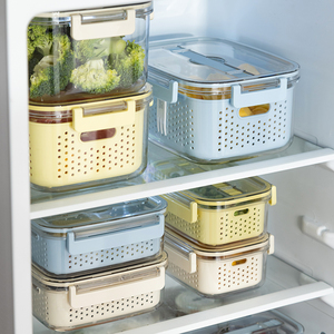 ANYA 2026 - Recipiente <span class=keywords><strong>de</strong></span> Almacenamiento <span class=keywords><strong>de</strong></span> Plástico para Refrigerador <span class=keywords><strong>de</strong></span> Cocina, <span class=keywords><strong>con</strong></span> Sello <span class=keywords><strong>de</strong></span> Grado Alimenticio, Organizador <span class=keywords><strong>de</strong></span> Frutas y Verduras <span class=keywords><strong>con</strong></span> Cesta <span class=keywords><strong>de</strong></span> Drenaje - Product Image 1