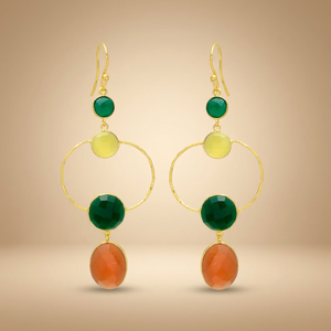 Handmade <b>Silver</b> Quartz Drop <b>Earrings</b> Gold Plated Ethnic Engagement Party Fashion Boho - Product Image 2