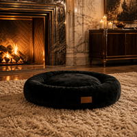 Cama Redonda de Lujo para Perros y Gatos, de Felpa de Piel de Conejo y Corduroy, con Espuma Viscoelástica, Almohada Calmante, Lavable, OEM, Marca Privada, Venta al Por Mayor