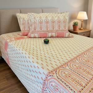 Great Quality Cotton <b>Bed</b> <b>Cover</b> Set Discharge Printed Pillow <b>Covers</b> Jaipur Style Bedding Set for Home Hotel Use - Product Image 2
