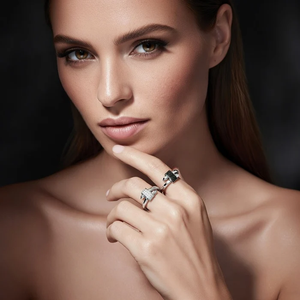 Bague Danta Gems Pivot Band contemporaine à double structure en argent sterling plaqué or blanc 18 carats avec accent de diamant de laboratoire créé - Product Image 6