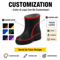 Bottes de pluie en caoutchouc à enfiler, semelle plateforme épaisse antidérapante, légères, imperméables, décontractées, courtes, personnalisées, en néoprène, type deck boots