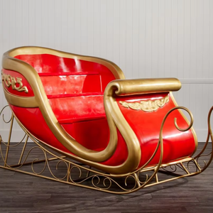 Xmas nhựa thủ công lớn khổng lồ đồ trang trí Giáng sinh màu đỏ vàng sợi thủy tinh Santa Sleigh mua sắm mail trang trí ngoài trời - Product Image 1