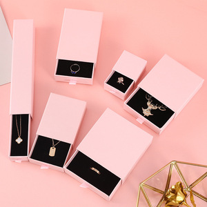 Tùy chỉnh màu hồng hộp đồ trang sức đồ trang sức thiết lập lưu trữ Vòng cổ bông tai đồ trang sức bao bì vòng hộp giấy trượt ngăn kéo hộp với logo - Product Image 2