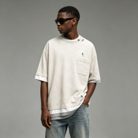 T-shirt en coton de haute qualité, effet vieilli, avec poche, pour l'été, personnalisable avec logo, t-shirt vierge, vente en gros, t-shirts OEM pour hommes
