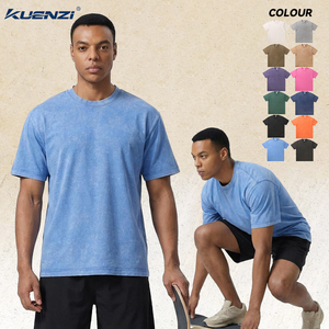 Camiseta Oversize Vintage para Hombre Kuenzi con Lavado Ácido, Algodón Pesado de 300GSM, Lavado Mineral, Hombros Caídos, Estilo Urbano - Product Image 1