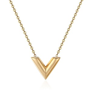 Stainless Steel V-letter Necklace for Women, Fashionable and Luxurious, <strong>Titanium</strong> Steel Collarbone <strong>Chain</strong> That Does Not Fade - Product Image 2
