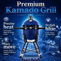 Barbecue en céramique Kamado personnalisé de 22 pouces, sans fumée, au charbon de bois, design compact pour la maison et l'extérieur