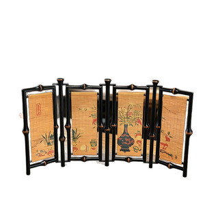 Bamboo Folding Screen 4 Panels Traditional Design Desktop Ornament Decorative Partition - Product Image 5