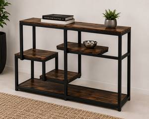 Multi Shelf <b>Console</b> <b>Table</b> with Open <b>Storage</b> Display Shelves for Entryway Living Room Hallway and Home Furniture - Product Image 1