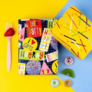 Custom Eco-Friendly Birthday-Themed <b>Wrapping</b> <b>Paper</b> Roll Stars Zigzags Letters Art Digital Printing Compatible Double-Sided - Product Image 4