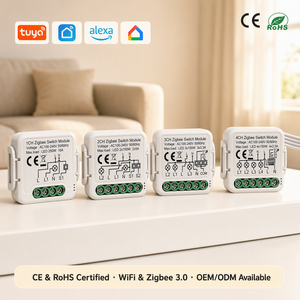 Módulo <span class=keywords><strong>de</strong></span> Interruptor Inteligente WiFi Zigbee Mvava 16A 1-4 Canales Sin Neutro, Compatible con Tuya, <span class=keywords><strong>Apple</strong></span> HomeKit, <span class=keywords><strong>Alexa</strong></span>, Certificado CE, CB, GCC - Product Image 1