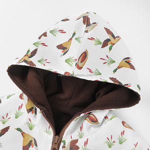 Veste d'hiver pour garçons, motif canard, épaisse, coupe-vent et imperméable, à capuche, en polaire - Product Image 3