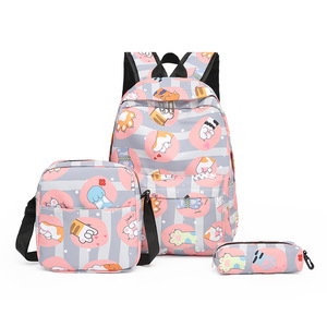 OEM Wholesale Custom Full Printing Ladies School <b>Backpack</b> Set Fashion Students' 3-Piece Polyester Lining Zipper Closure - Product Image 1