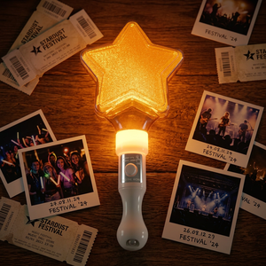 Encendedores fluorescentes de mano con logotipo personalizado de estrella de cinco puntas, regalos conmemorativos relacionados con el canto en filas de espera en festivales de música. - Product Image 1