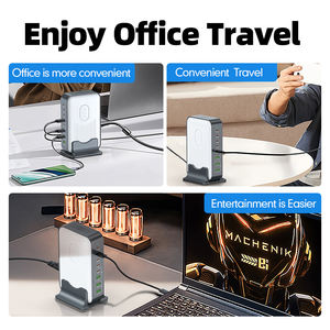 8 En 1 <span class=keywords><strong>200W</strong></span> PD Cargador de carga rápida Hubs USB Multi-Puerto Tipo C Cargador de escritorio Estación de acoplamiento GaN para teléfono PC Teléfono - Product Image 6