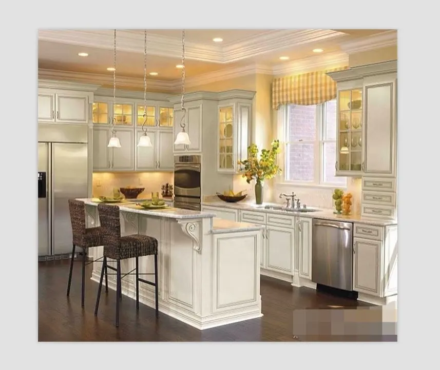Luxury solid wood customized modern kitchen cabinet white