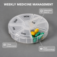 Organisateur de pilules hebdomadaire 7 jours, boîte à médicaments portable de voyage, 7 compartiments, sans BPA, étui à compléments alimentaires, logo personnalisé, vente en gros