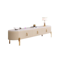 Table basse ovale moderne minimaliste avec plateau en verre trempé durable et cadre en bois, ensemble meuble TV avec rangement pour petits appartements et salons