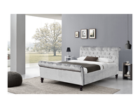 Lit de luxe plateforme double king size rembourrée en velours écrasé avec tête de lit LED