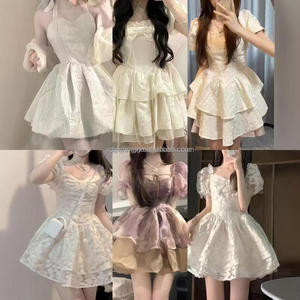 Vestido de gasa informal para mujer, estilo cinturón de verano, venta al por mayor, decoración con cremallera y cuello colgante de flores a bajo <span class=keywords><strong>precio</strong></span> - Product Image 2