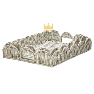 Bandeja de Servir Tejida a Mano King Handicraft de Cuerda de Papel con Borde Festoneado, Cesta Decorativa Hecha a Mano para Almacenamiento en el Hogar, ¡Gran Venta! - Product Image 1