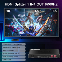 OEM ODM Séparateur audio vidéo HDMI 1x4 8k HDCP 2.3 Smart EDID HDR 8K60Hz Amplificateur 1 entrée 4 sorties Splitter HDMI PCS HDTV