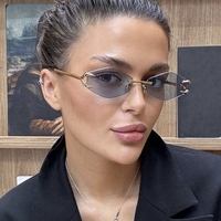 Twooo S030 Lunettes de soleil femme tendance sans monture en métal coloré irrégulier